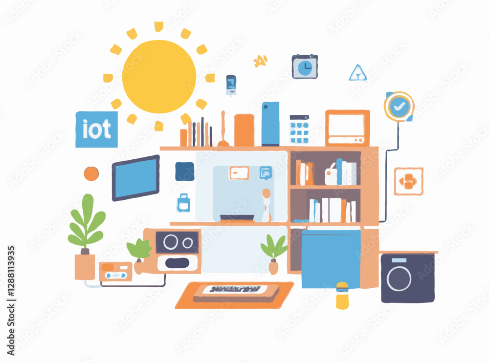 Automated Home Security System Illustration Automated Home Security System Illustration