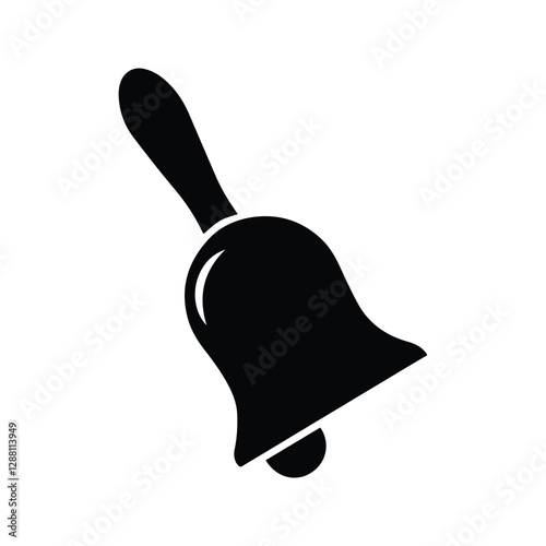 Hand Bell Icon. Illustration of a Bell with a wooden handle. Notification symbol.