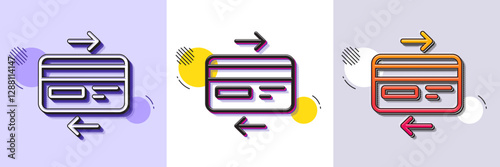 Credit card line icon. Halftone dotted pattern. Gradient icon with grain shadow. Bank payment method sign. Online Shopping symbol. Line credit card icon. Various designs. Vector