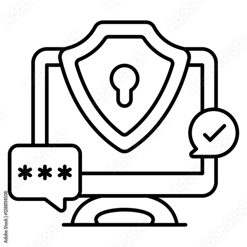 A flat design icon of system security