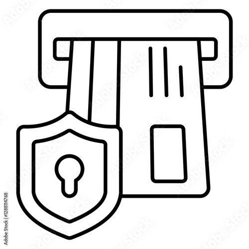 A flat design icon of secure Atm withdrawal