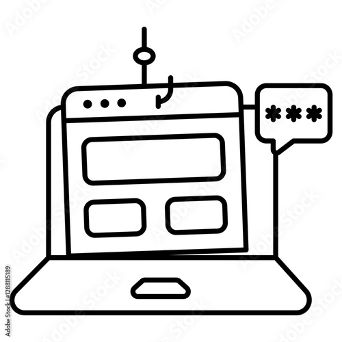 A flat design icon of web phishing