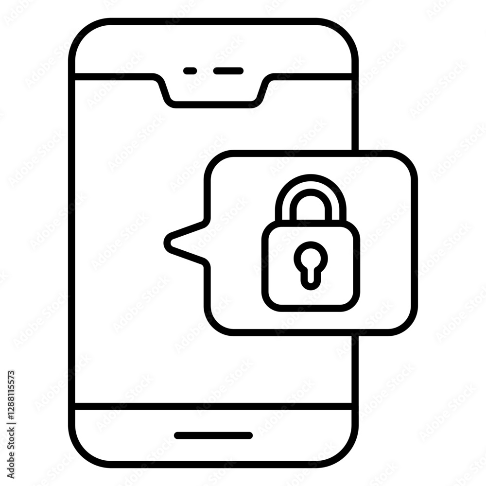 A beautiful design icon of mobile Lock chat A beautiful design icon of mobile Lock chat