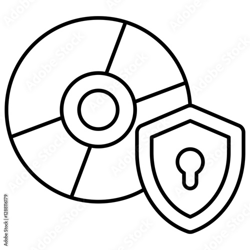 A colored design icon of secure disk