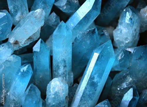 Aquamarine, gem crystal, and quartz mineral have a rich geological background