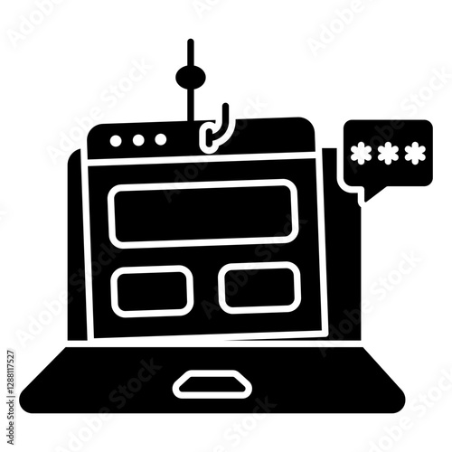 A flat design icon of web phishing