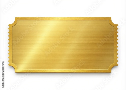 Golden Blank Ticket Isolated On A White Background