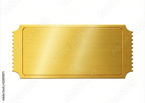 Golden Blank Ticket Isolated On A White Background