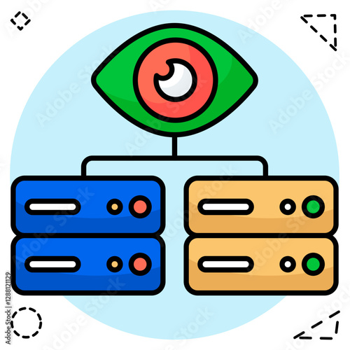 A colored design icon of data center monitoring