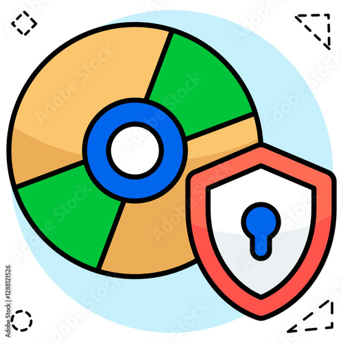 A colored design icon of secure disk