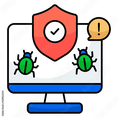 A colored design icon of antivirus