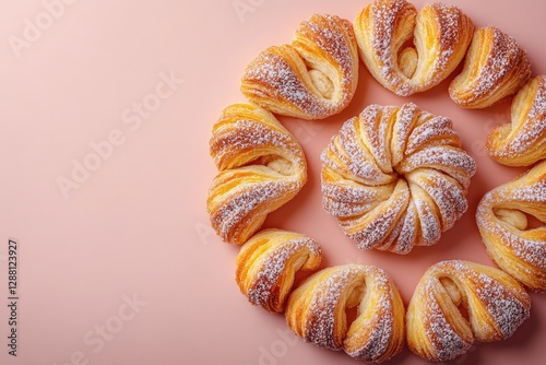 Delicate pastries arranged in circular pattern, showcasing vibra