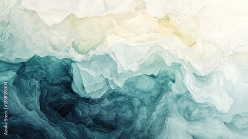 Wallpaper Mural Abstract Teal and White Swirling Landscape Torontodigital.ca