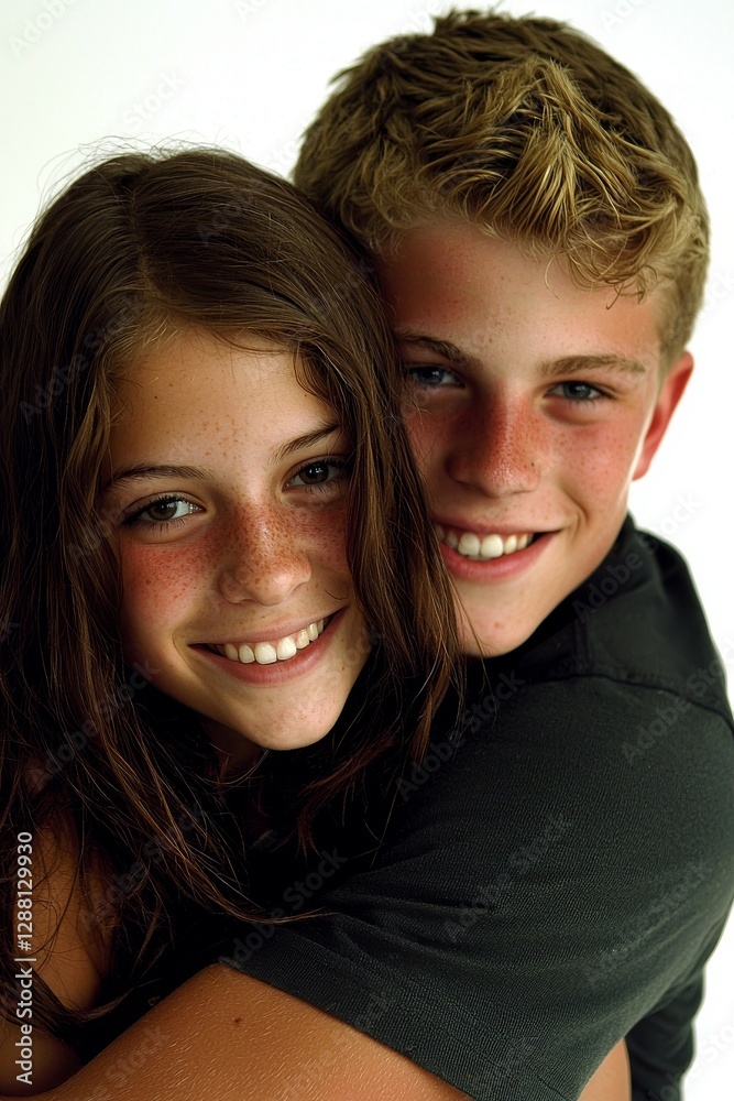 The guy is giving the girl a piggyback ride in this cute couple portrait The guy is giving the girl a piggyback ride in this cute couple portrait