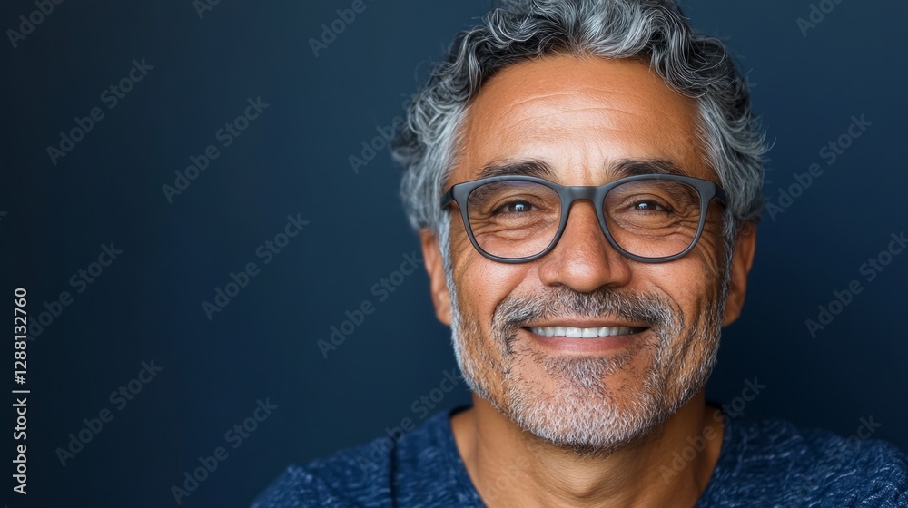 Obraz premium The image features an older man smiling directly at the camera.