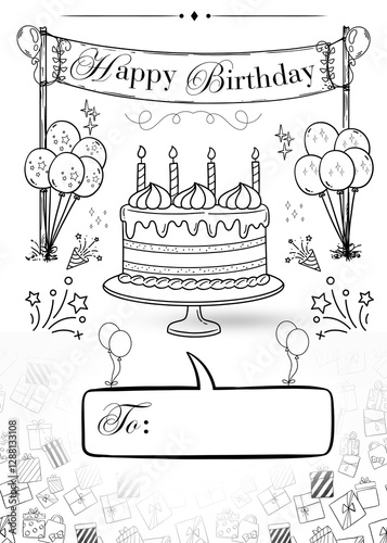 Personalized Birthday Coloring Card Printable A4 Custom Name Coloring Sheet for Kids Fun DIY Birthday Gift