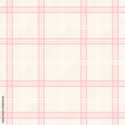 Check plaid pattern in pink and  beige. Seamless light pastel houndstooth tartan for dress, jacket, coat, scarf, other modern spring summer autumn winter fashion fabric design.