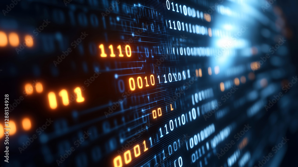 Data transmission event digital network binary code tech environment