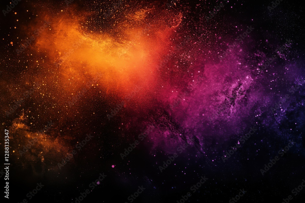 Fototapeta premium Glowing purple red yellow orange black abstract color gradient banner poster cover design, dark grainy texture, copy space