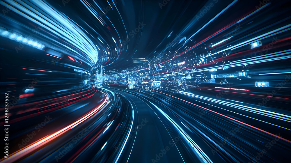 Obraz premium Abstract City Night Light Trails with Motion Blur