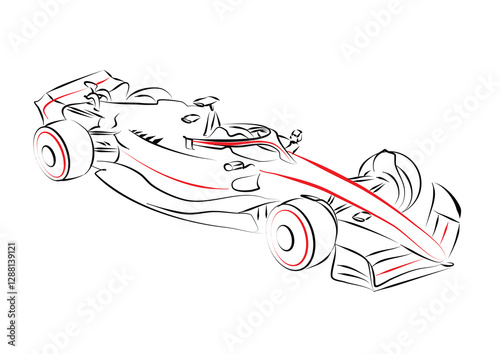 Formula race car linear illustration. Sports car collection for design of fliers, brochures and banners.
