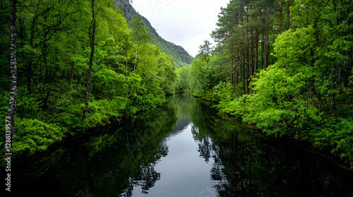 Serene River Reflecting Lush Green Forest