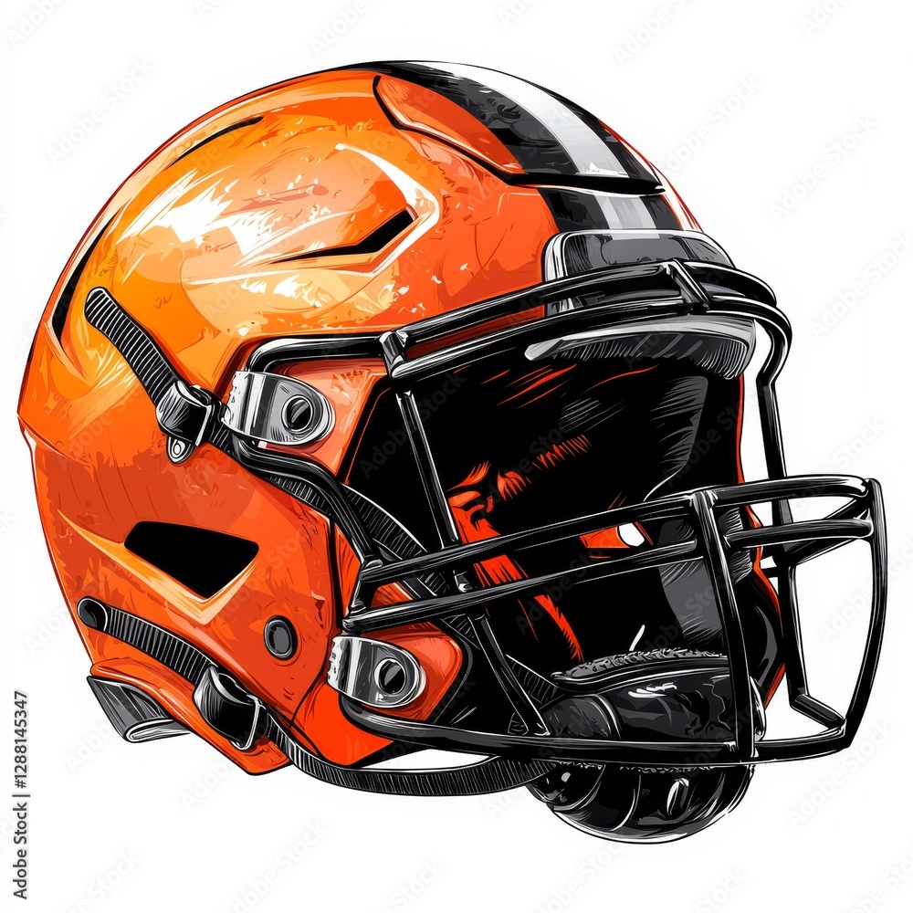 Fototapeta premium Vibrant Orange Football Helmet with Modern Design Elements
