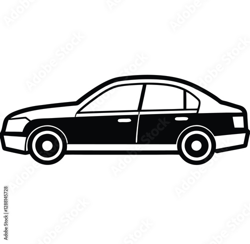 Easy-shape transportation private vehicle: a car used for carrying people. Line art, icon, vector, illustration, isolated, design, stock related to transportation. Editable Pro Vector.