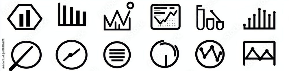 A modern set of data analysis icons, including profit graphs and illustrations, is available as a collection of symbols or logos for data science A modern set of data analysis icons, including profit graphs and illustrations, is available as a collection of symbols or logos for data science