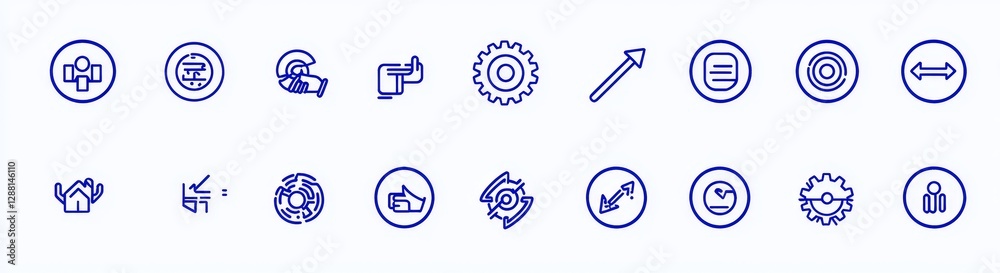 A set of icons representing technology development is available, featuring a modern developer symbol isolated on a white background A set of icons representing technology development is available, featuring a modern developer symbol isolated on a white background