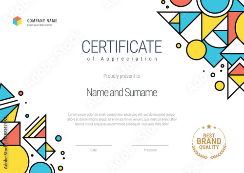 Certificate template. Diploma of modern design or gift certificate. Vector illustration.