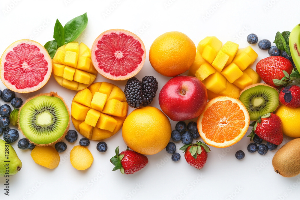 Juicy seasonal fruits collection on white background for stock images Juicy seasonal fruits collection on white background for stock images
