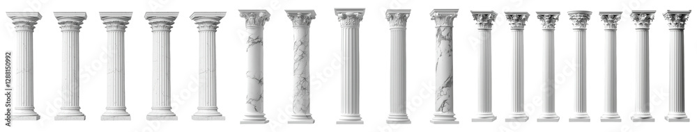 A stunning view of classical columns in a majestic architectural design, capturing the grandeur and elegance of ancient buildings in urban settings. PNG transparent background A stunning view of classical columns in a majestic architectural design, capturing the grandeur and elegance of ancient buildings in urban settings. PNG transparent background