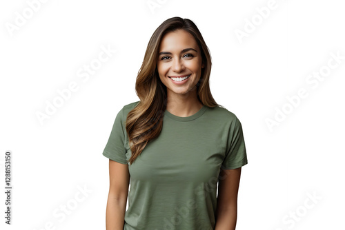 Horizontal shot of pretty Asian woman with dark hair smiles pleasantly looks directly at camera has toothy smile wears white shirt and jumper isolated over white background. Emotions concept.