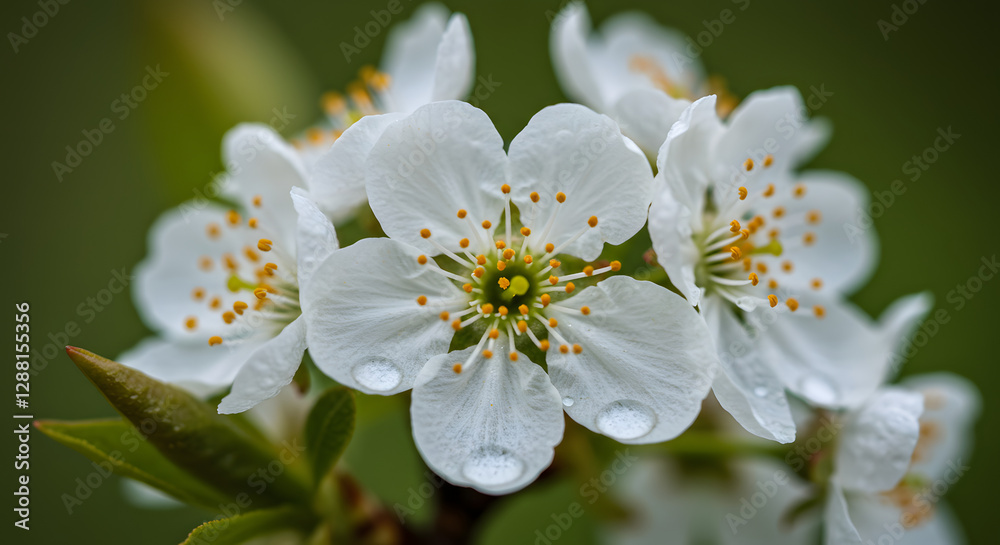Drenched bird cherry berries after rain in dark background Drenched bird cherry berries after rain in dark background