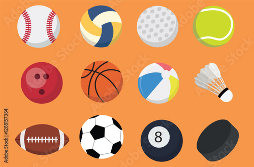 collection of ball set of vectors. basketball, volley ball, bowling, soccer ball, etc.