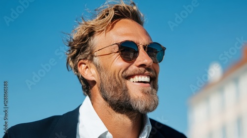 Man in sunglasses smiling at camera