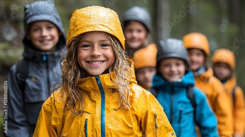 Joyful Family Portrait During Vibrant Outdoor Adventure in Lush Forest
