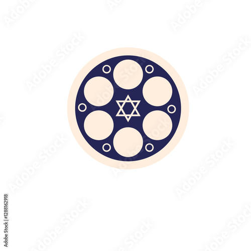 Passover plate in minimal line style. Jewish Passover holiday design. Jewish Passover holiday design. outline vector icon. Symbol, logo illustration