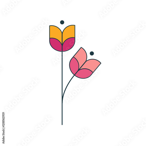 Flower in modern minimal style. line art. spring and mother day concept