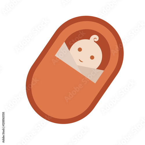 Baby Moses in a basket floating on a river biblical scene concept. Religious Passover theme. outline vector icon. Symbol, illustration