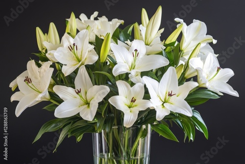 White Lilies in a Clear Vase