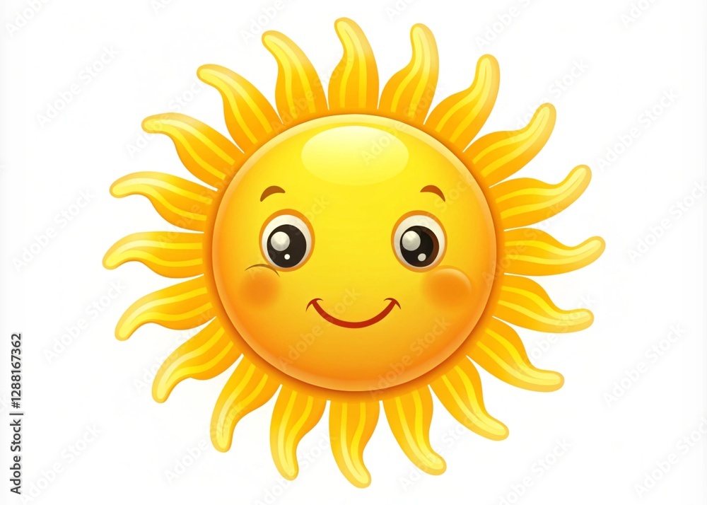 Cartoon Sun On A White Background