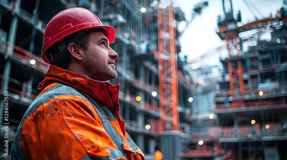 Vigilant Construction Site Manager Inspecting Crane for Safety Protocol Adherence Vigilant Construction Site Manager Inspecting Crane for Safety Protocol Adherence