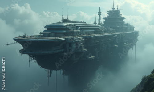 Futuristic Cloud City Airship - Sci-Fi Concept - Futuristic Cityscapes