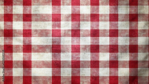 Rustic Red and White Gingham Fabric Texture
