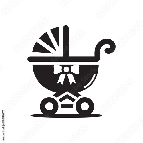 Creative Baby Trolley Silhouette Vector | Parenting & Baby Care Illustration photo