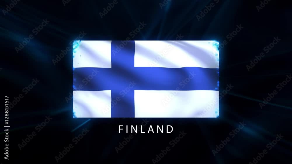 Finland flag intro. Finland flag background technology effect. green screen
