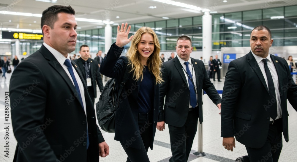 custom made wallpaper toronto digitalCelebrity waving to fans while being escorted through a busy airport terminal by security personnel - celebrity with bodyguards