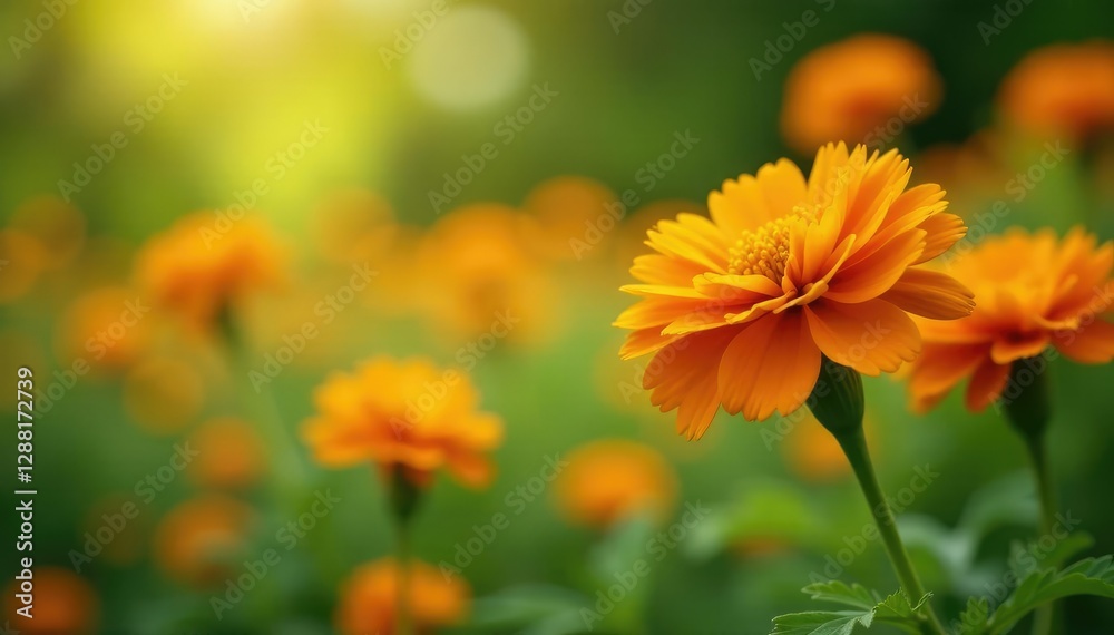 Marigold flowers swaying gently in the breeze, sway, flower, soft Marigold flowers swaying gently in the breeze, sway, flower, soft